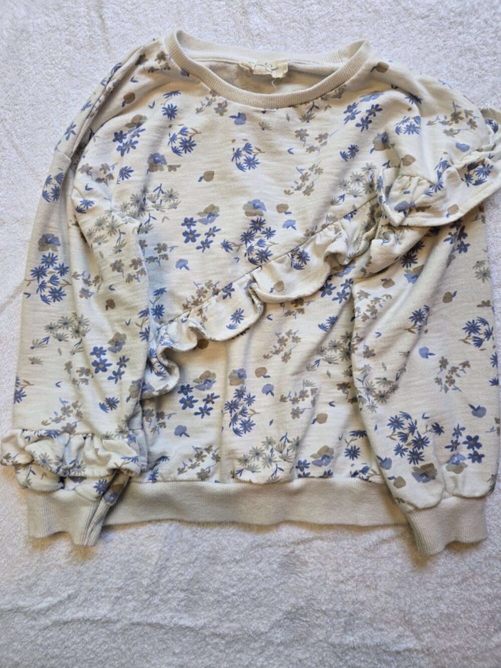 Jessica Simpson Girl's Set - Cream Ruffle Top and Leggings With Floral Patten - Picture 2 of 8